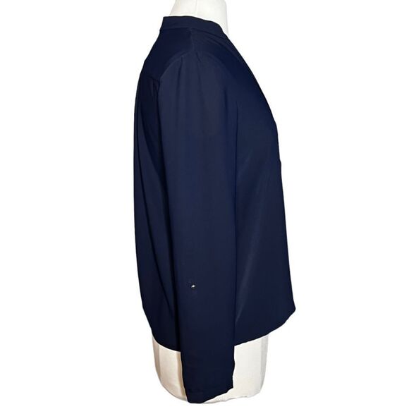 Zara basic Collection Roll Tab Sleeve 1/2 Zip Chiffon Georgette Pullover Blouse - Picture 3 of 8